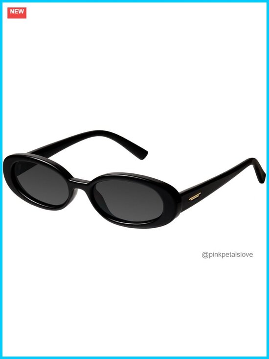 Retro Tiny Oval Sunglasses Small Face Narrow Style Thick Frame UV Protection main image 4
